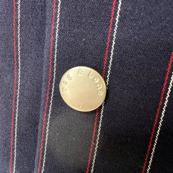 Rag and Bone Pants Womens Size 4 Navy Stripe Simone Snap Pant High Rise Career - Picture 7 of 16